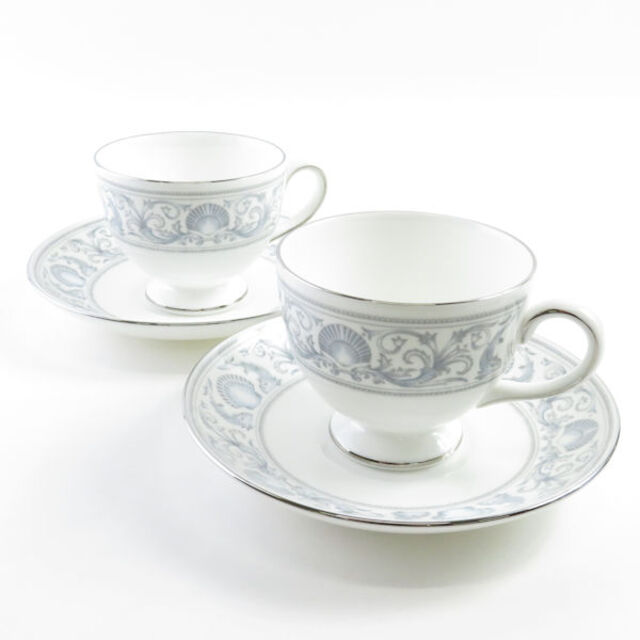 WEDGWOOD(ウェッジウッド)のウェッジウッド ドルフィンホワイト ティーカップ＆ソーサー 2客SY3365G インテリア/住まい/日用品のキッチン/食器(食器)の商品写真