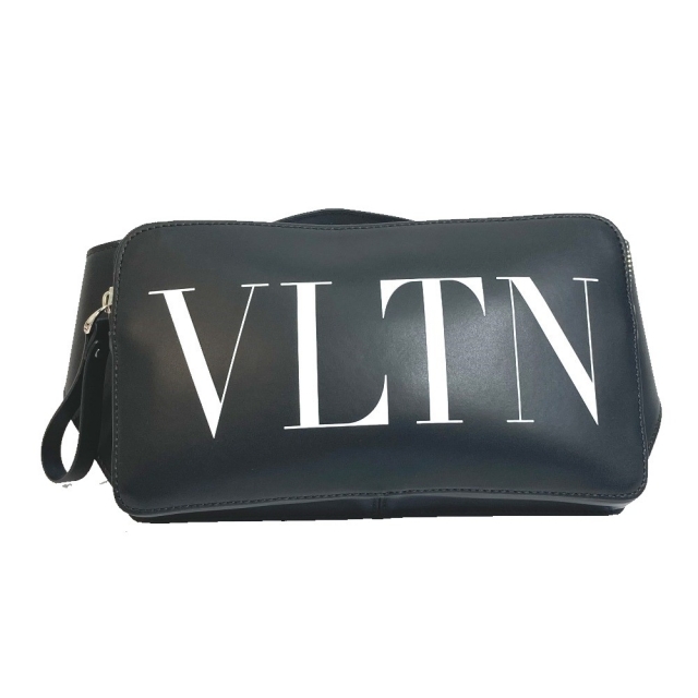 VALENTINO - ヴァレンティノ VALENTINO VLTN ロゴ B0719WJW ボディバッグ ウエストバッグ レザー ブラック 新品同様