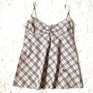 バーバリーブルーレーベル(BURBERRY BLUE LABEL)の美品★【BURBERRY BLUE LABEL】ロゴ　キャミソール　M チェック(キャミソール)