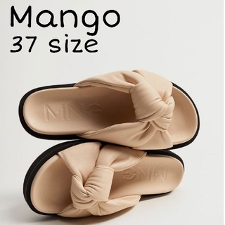 マンゴ(MANGO)のMANGO　プラットフォームサンダル　37サイズ　ライトベージュ(サンダル)