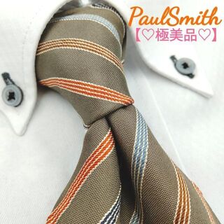 Paul Smith - 極美品 ポールスミス PaulSmith ネクタイ ストライプ ブラウンゴールド