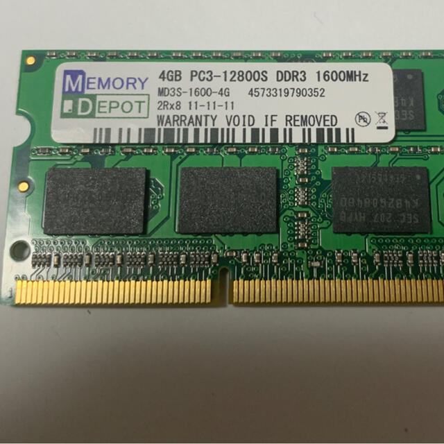 ノートPC用メモリー　4GB PC3 12800S DDR3 スマホ/家電/カメラのPC/タブレット(PCパーツ)の商品写真