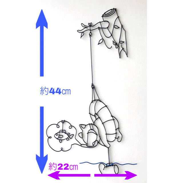「がんばれ！素潜りねこ」壁掛けワイヤーアート ワイヤークラフト 夏　浮き輪　長靴