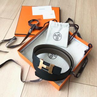 エルメス ミニ コンスタンス リバーシブル ベルト 75 レディース グレー アイボリー HERMES  【アパレル・小物】