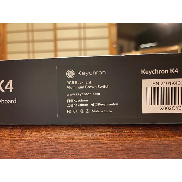 keychron k4v2 us 茶軸 RGB アルミフレームPC/タブレット
