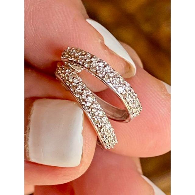 完売しました。。✨⑳計0.5ct✨上質ダイヤ✨2列 パヴェ✨フープ ピアス