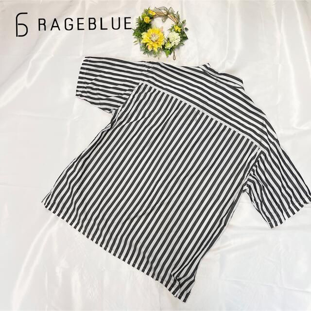 RAGEBLUE(レイジブルー)の【良品　送料無料】レイジブルー　ジッパーストライプシャツ　サイズM メンズのトップス(シャツ)の商品写真