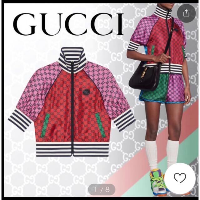 Gucci(グッチ)の未使用GUCCI◆ GG マルチカラ半袖 シルクツイルジャケット399番 レディースのジャケット/アウター(ブルゾン)の商品写真