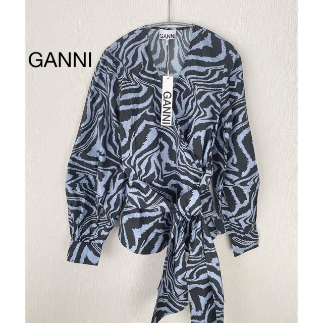 【新品】GANNI ガニー　カシュクールシャツ ゼブラ タイガー