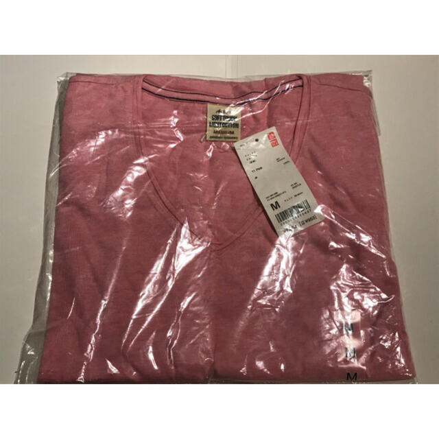 UNIQLO(ユニクロ)の【M】ユニクロ カットオフVネックT 長袖 ピンク UNIQLO メンズのトップス(Tシャツ/カットソー(七分/長袖))の商品写真