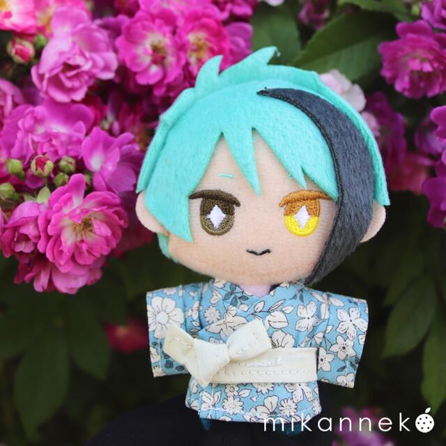 10cmぬい服 ツイステ EX マスコット 浴衣セット 青花柄 ハンドメイドのぬいぐるみ/人形(ぬいぐるみ)の商品写真