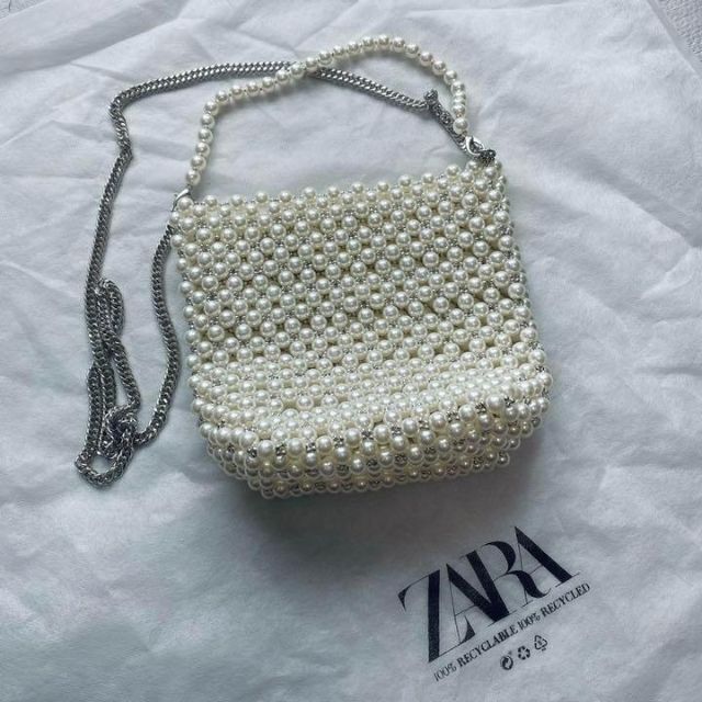 【新品】ZARA パールビーズ ミニバケットバッグ | フリマアプリ ラクマ