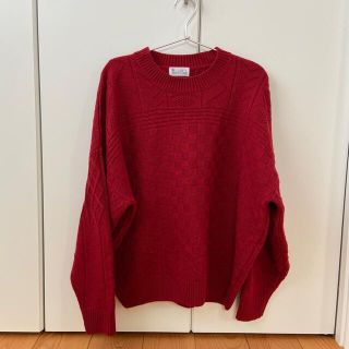 ペコクラブ(PECO CLUB)のSquare cable knit / Red(ニット/セーター)