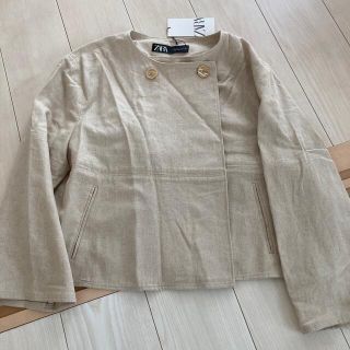 ザラ(ZARA)のZARA ノーカラージャケット　Ｌ(ノーカラージャケット)