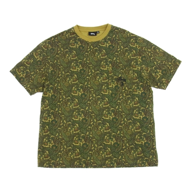 STUSSY ステューシー Ｔシャツ UNION 30th PAISLEY ユニオン 30TH ぺリズリー ポケット Tシャツ カーキ系 S約56cm袖丈