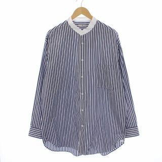 ユニクロ(UNIQLO)のユニクロ +J 21SS スーピマコットン バンドカラーシャツ XL 紺 白M(シャツ)