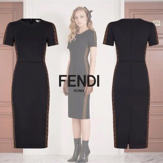 フェンディ(FENDI)のFEND ブラックピケ　ドレス(ロングワンピース/マキシワンピース)