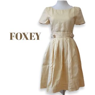 フォクシー(FOXEY)のフォクシーリネンワンピース、サイズ38、S。FOXEY(ひざ丈ワンピース)