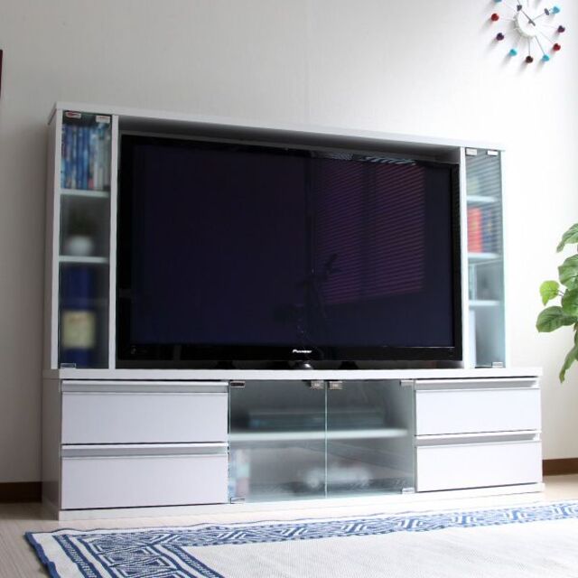 新品 送料無料 壁ピタテレビ台 シアターバー ホワイト 壁寄せテレビ台