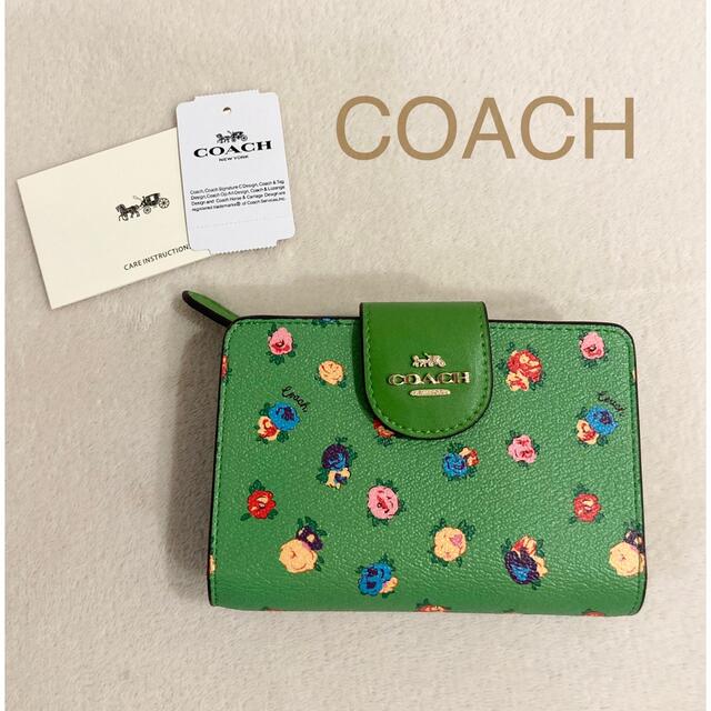 新品】新作!! COACHミディアム コーナー ジップ ウォレット グリーン