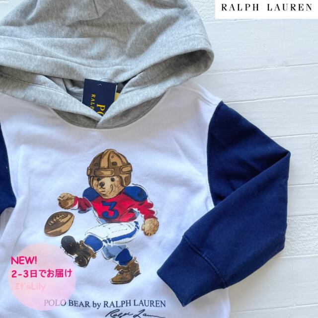 Ralph Lauren(ラルフローレン)の6t120cm ラルフローレン　パーカー　ベア　白　紺　兄弟コーデ キッズ/ベビー/マタニティのキッズ服男の子用(90cm~)(Tシャツ/カットソー)の商品写真