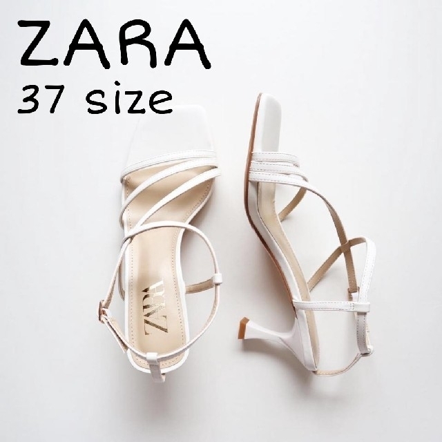 ZARA 幅細ストラップ付きハイヒールサンダル 37サイズ ホワイト | フリマアプリ ラクマ アーバンリサーチ アンクルストラップサンダル スナイデル ZARA IENA