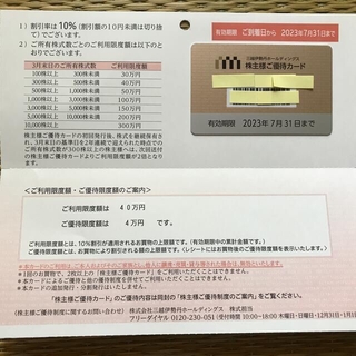 イセタン(伊勢丹)の最新　三越伊勢丹　優待カード　40万(ショッピング)