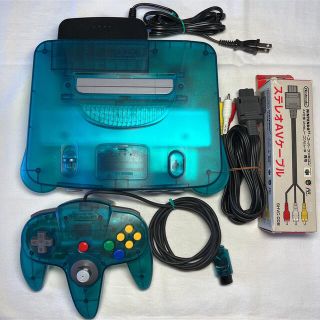 ニンテンドウ64(NINTENDO 64)の【状態良好】ニンテンドー64 本体 クリアブルー 任天堂純正 メンテ清掃済み(家庭用ゲーム機本体)