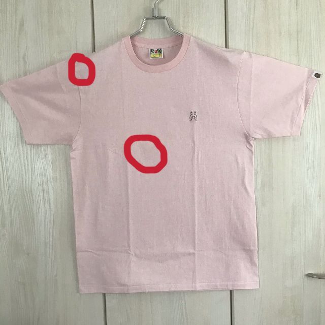 A BATHING APE(アベイシングエイプ)のBAPE Tシャツ XL ピンク シャーク刺繍 ONE POINT 訳あり メンズのトップス(Tシャツ/カットソー(半袖/袖なし))の商品写真
