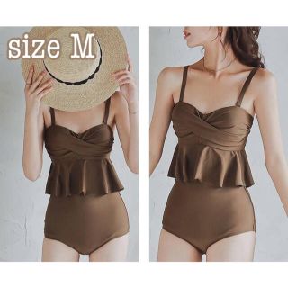 レディース水着　ビキニ　体型カバー　海　韓国　大人可愛い　ベージュ　M(水着)