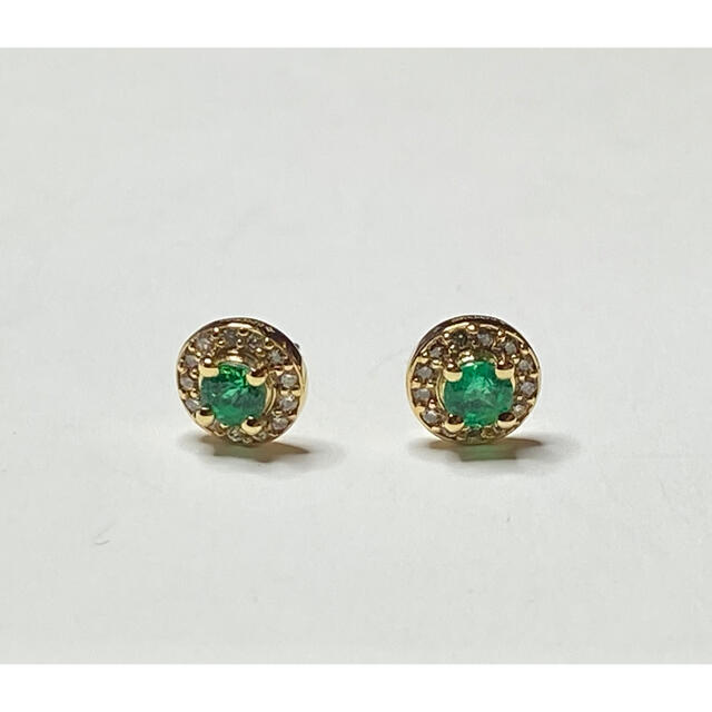 天然エメラルド0.18ct D0.06ct K18ピアス 代引き人気 www.toyotec.com