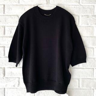 アパルトモンドゥーズィエムクラス(L'Appartement DEUXIEME CLASSE)のShort sleeve summer knit ブラック　アパルトモン(ニット/セーター)