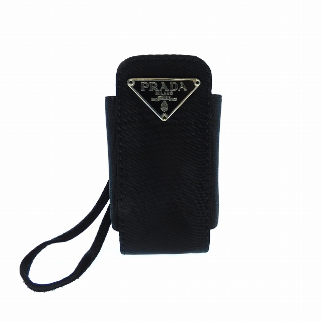 PRADA(プラダ)のプラダ マルチケース 携帯ケース ストラップ付き 三角プレート ナイロン 黒 メンズのファッション小物(その他)の商品写真