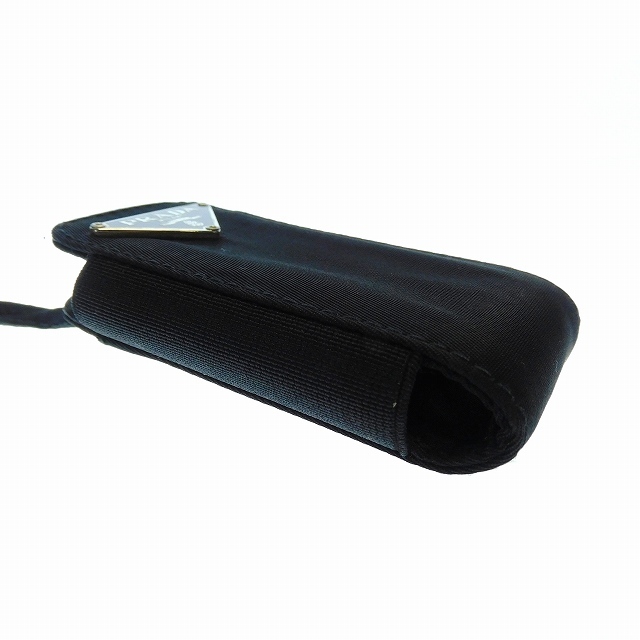 プラダ マルチケース 携帯ケース ストラップ付き 三角プレート ナイロン 黒