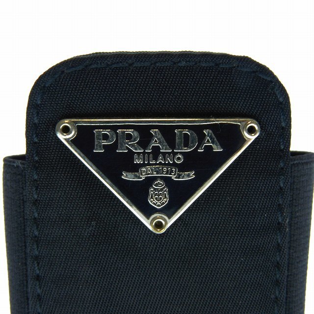 PRADA(プラダ)のプラダ マルチケース 携帯ケース ストラップ付き 三角プレート ナイロン 黒 メンズのファッション小物(その他)の商品写真