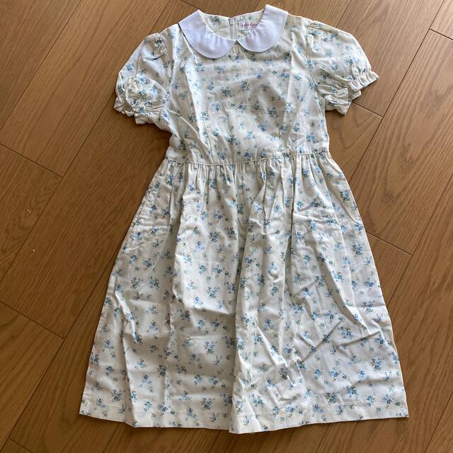 キッズワンピース　花柄　女の子夏物　半袖　パープル130 キッズ/ベビー/マタニティのキッズ服女の子用(90cm~)(ワンピース)の商品写真