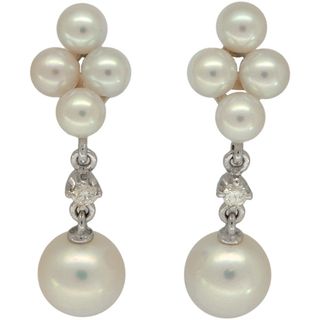 MIKIMOTO - ミキモト アコヤ真珠 ダイヤ ピアス K18WG 新品仕上げ済み