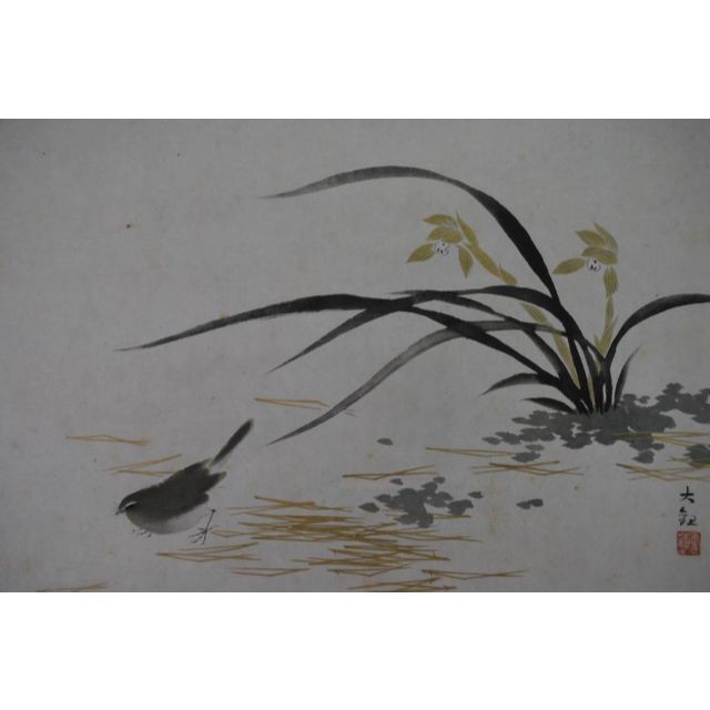 複製】横山大観/蘭に鴬図/工芸品/掛軸☆宝船☆Q‐405 J ttwir.com
