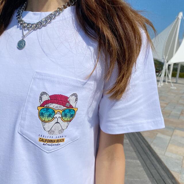 STANDARD CALIFORNIA(スタンダードカリフォルニア)の刺繍仕上げでおしゃれ◎カリフォルニアエンブロイダリーポケットTシャツ　M WTW メンズのトップス(Tシャツ/カットソー(半袖/袖なし))の商品写真