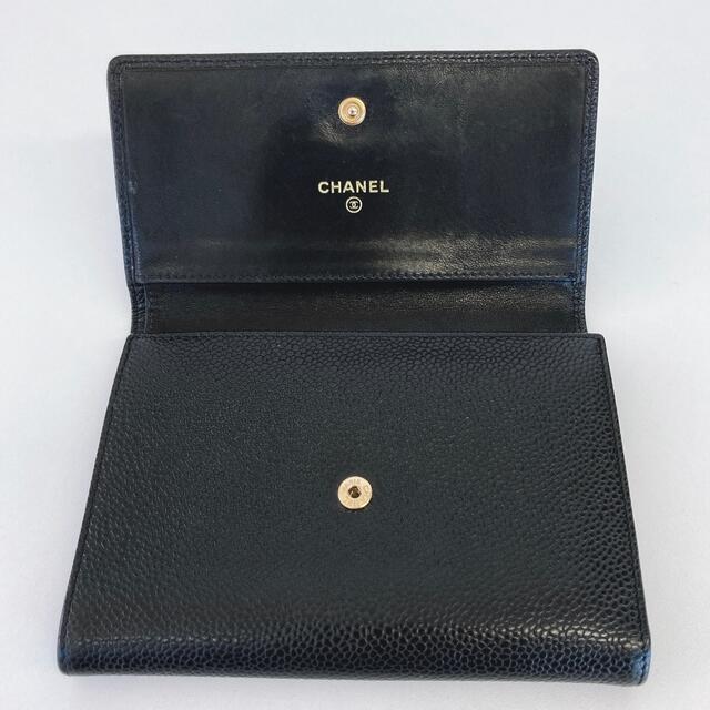 ★良品 シャネル キャビアスキン 三つ折り財布 CHANEL ウォレット 正規品