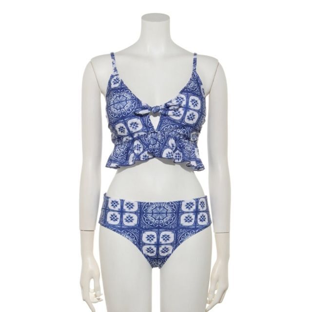 Roxy(ロキシー)のROXY ロキシー ビキニ ハイウエストフリル3点セット Lサイズ ブルー レディースの水着/浴衣(水着)の商品写真