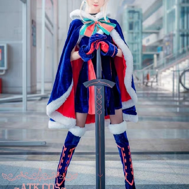 Q⑪1  FGO フェイト Saber 黒 セイバー クリスマス 紫 サンタ サ エンタメ/ホビーのコスプレ(衣装一式)の商品写真