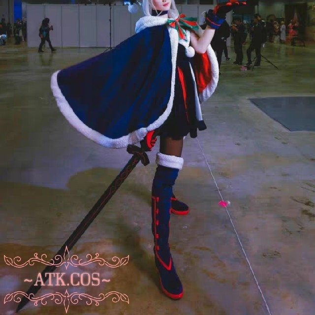 Q⑪1  FGO フェイト Saber 黒 セイバー クリスマス 紫 サンタ サ エンタメ/ホビーのコスプレ(衣装一式)の商品写真