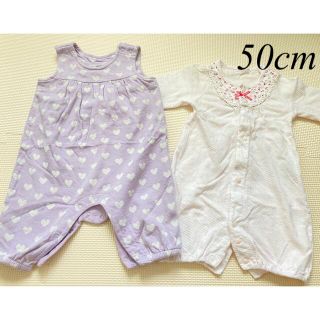 ベビーギャップ(babyGAP)の女の子 ベビー服 50センチ ロンパース 2枚(ロンパース)