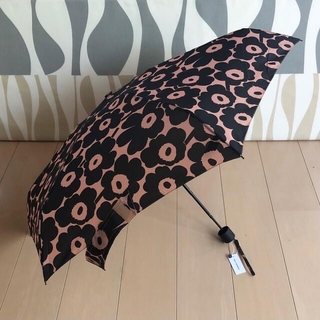 マリメッコ(marimekko)の新品 marimekko マリメッコ 折り畳み傘 ウニッコ ブラウン×ブラック(傘)
