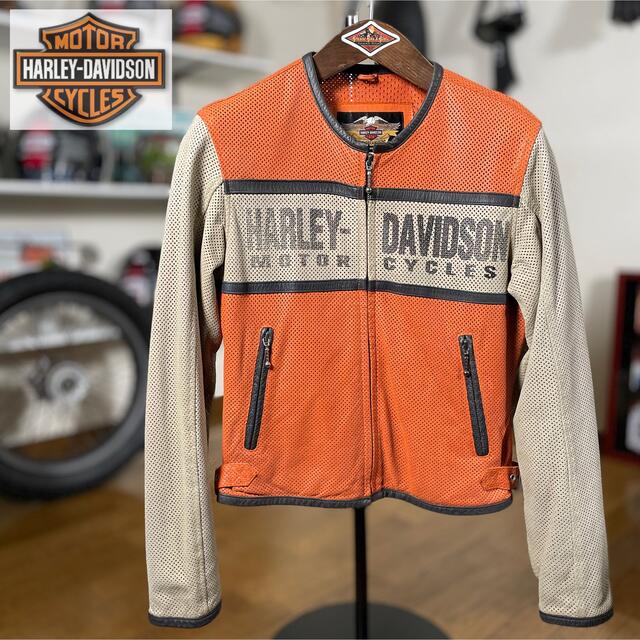 Harley Davidson(ハーレーダビッドソン)の☆Harley-Davidson  レディース パンチングレザージャケット/M 自動車/バイクのバイク(装備/装具)の商品写真