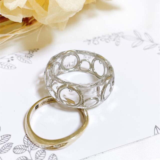 レジンリング　指輪　リング　シルバー　大人可愛い　キラキラ　13号 ハンドメイドのアクセサリー(リング)の商品写真