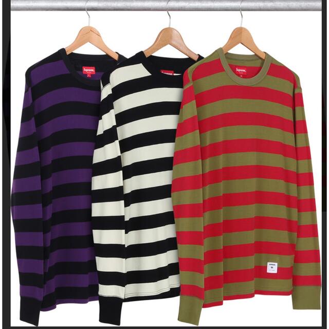 新品未使用　supreme striped thermal Lサイズ　白黒