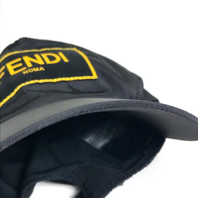 フェンディ FENDI ロゴ FXQ768 ベースボール 帽子 キャップ ナイロン ブラック