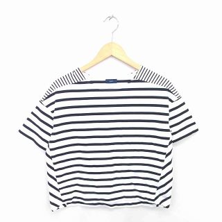 シップス(SHIPS)のシップス SHIPS カットソー Tシャツ ボーダー 丸首 綿 半袖 白 黒(カットソー(半袖/袖なし))